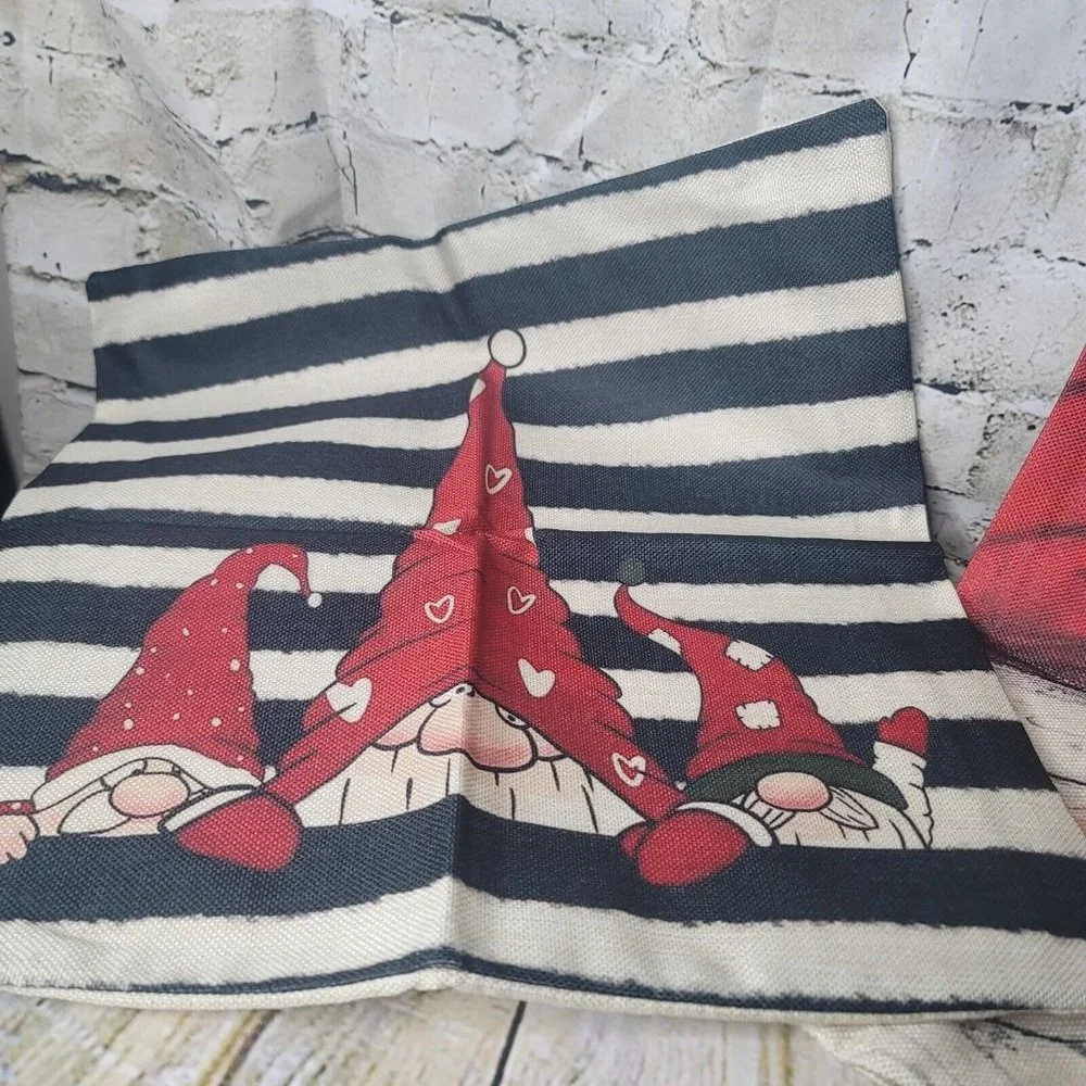 2 Santa Christmas Gnomes Cases Throw Pillow Cover Home Cushion Sofa